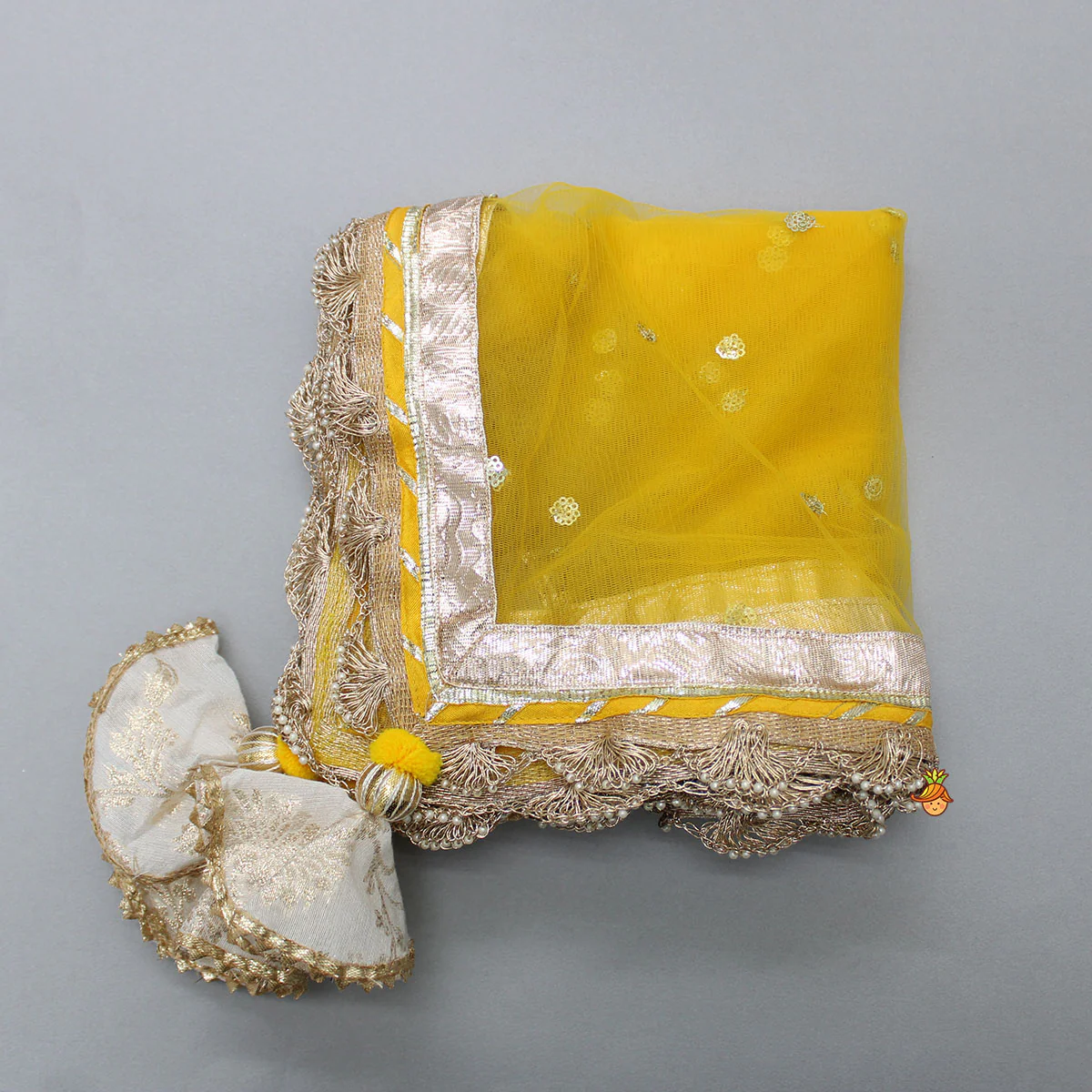 Chanderi Embroidered Top With Lehenga And Net Dupatta - Image 8