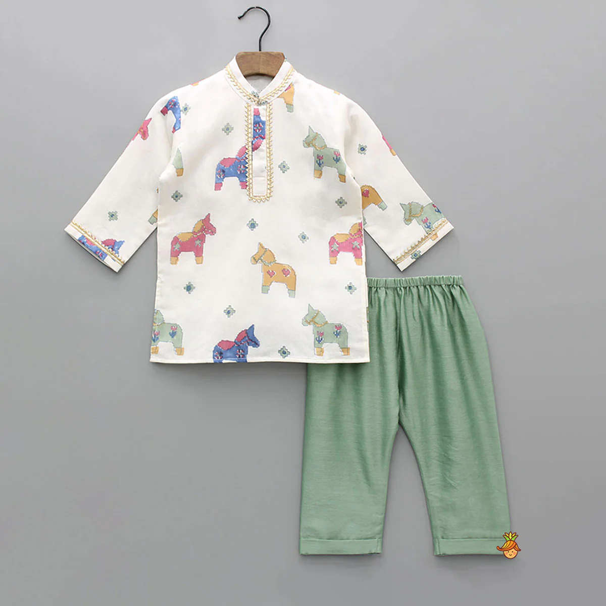 Chanderi Hand block Print Kurta With Pyjama