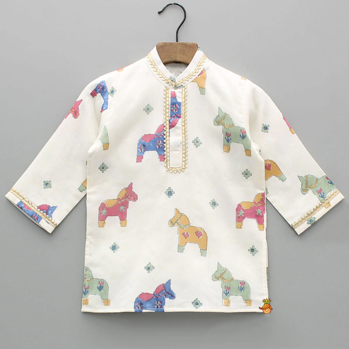 Chanderi Hand block Print Kurta With Pyjama - Image 3