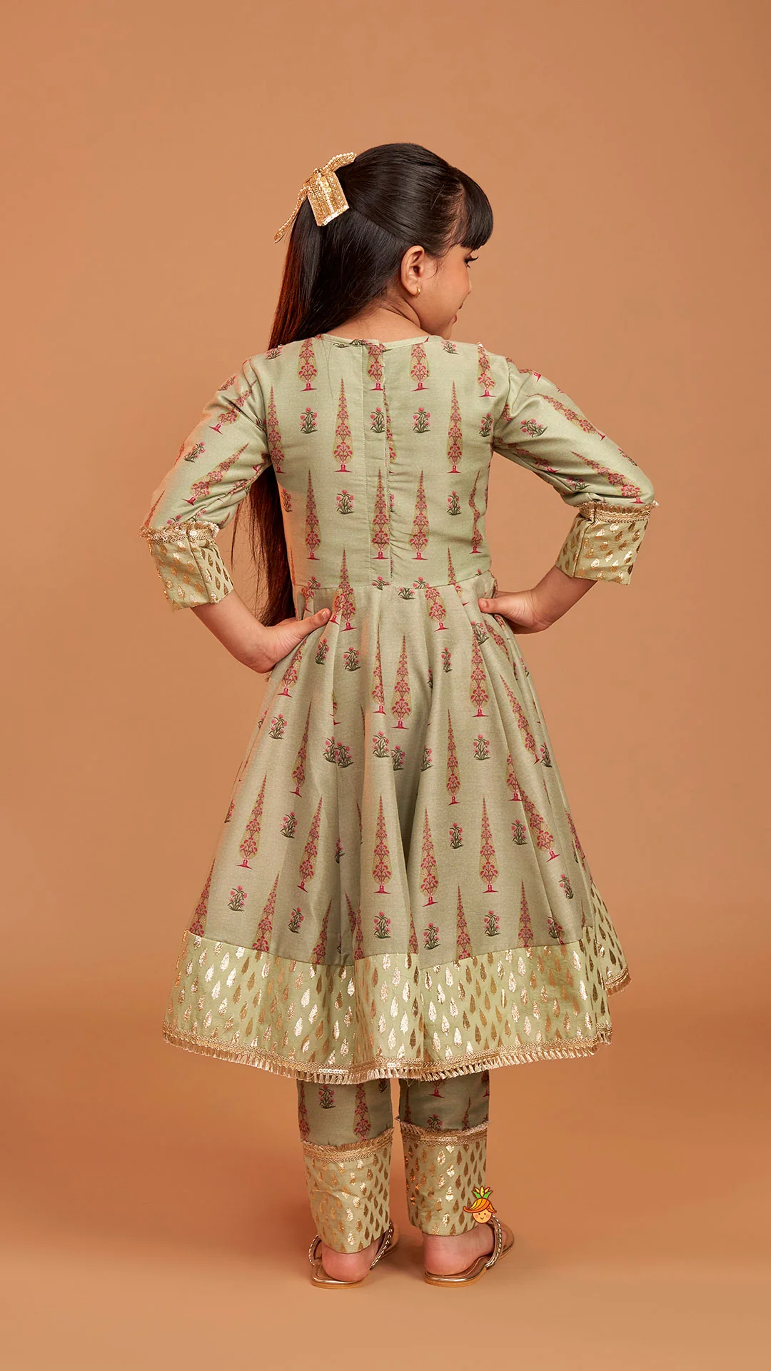 Chanderi Printed Long Kurti And Pant With Dupatta - Image 10