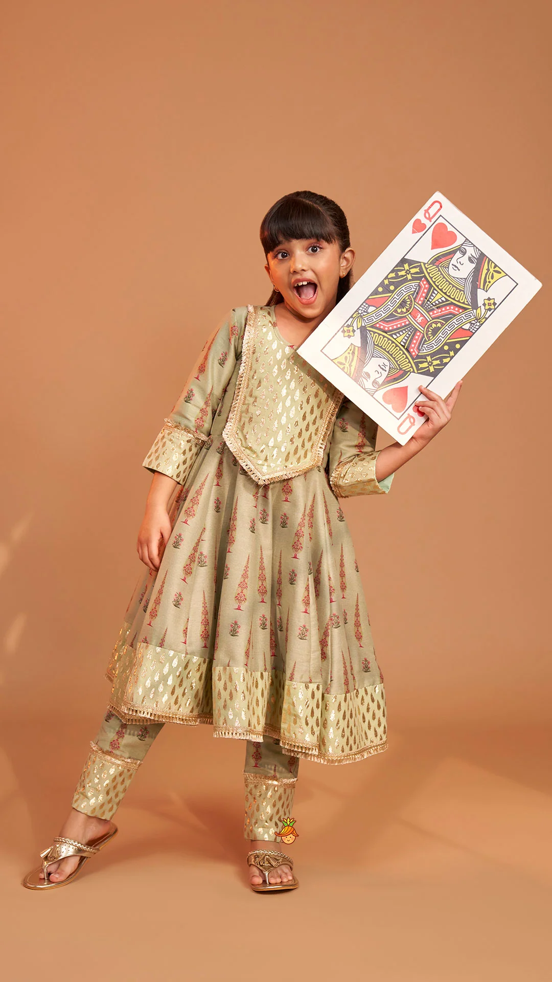 Chanderi Printed Long Kurti And Pant With Dupatta - Image 5