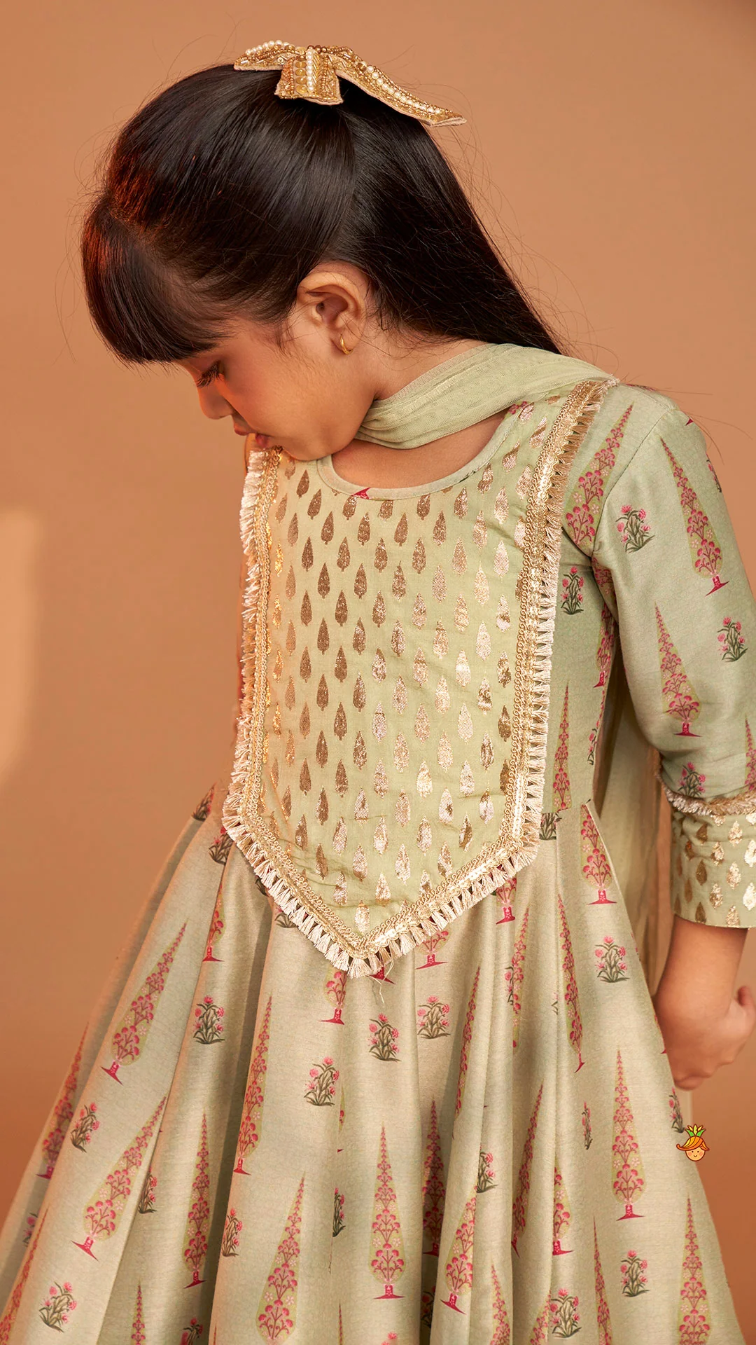 Chanderi Printed Long Kurti And Pant With Dupatta - Image 7