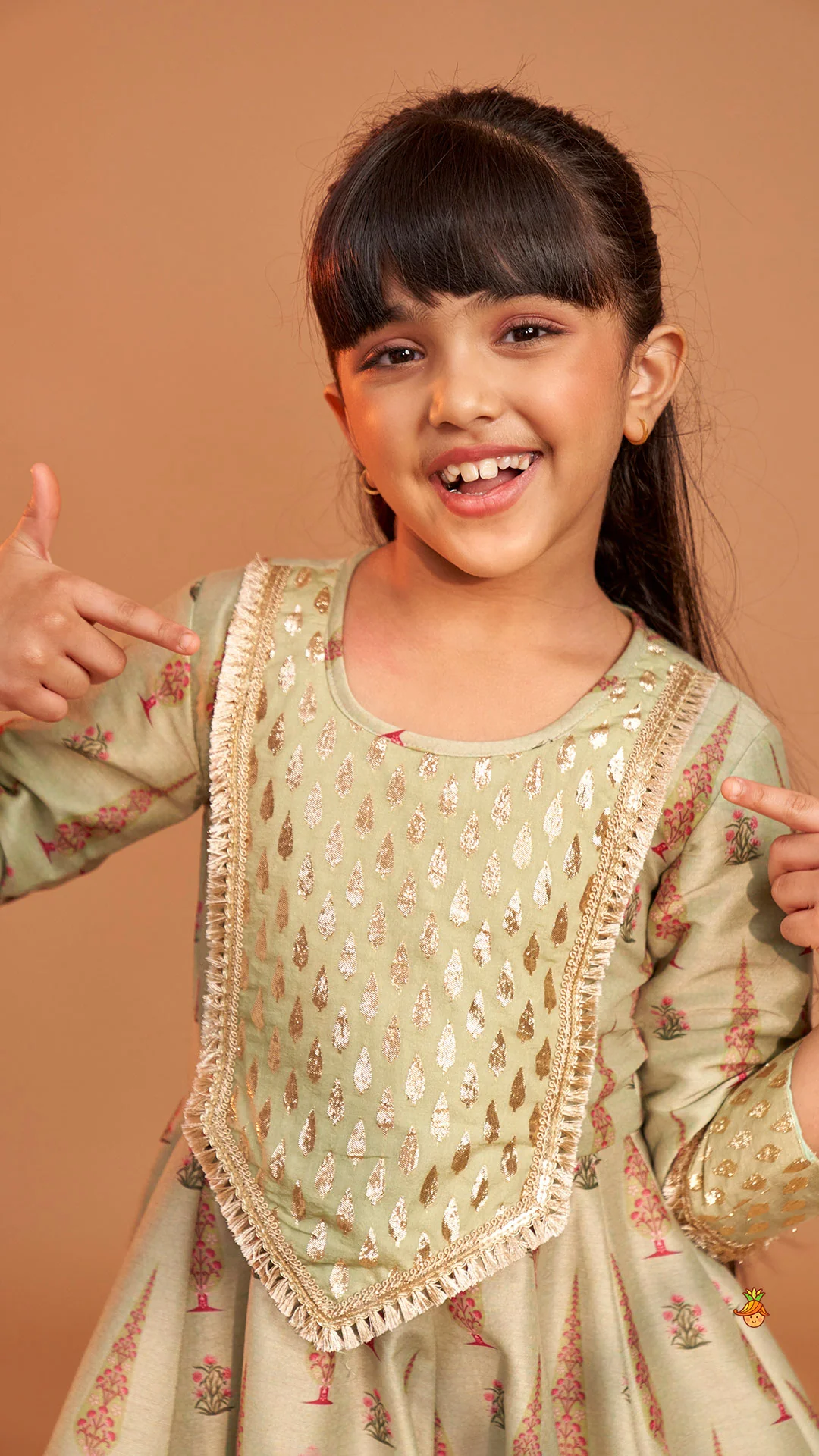 Chanderi Printed Long Kurti And Pant With Dupatta - Image 8