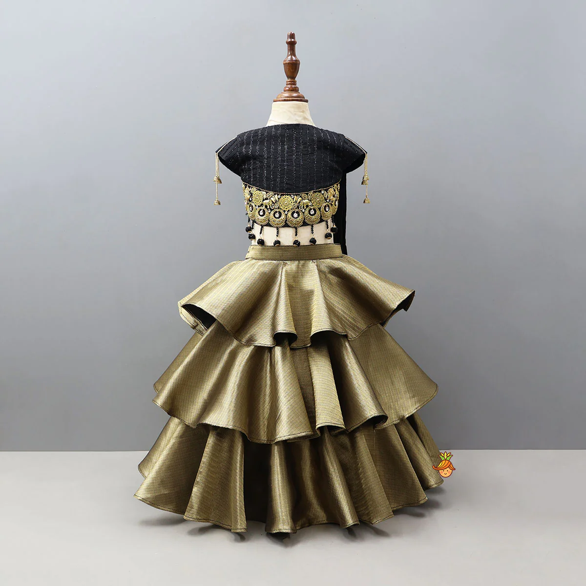 Charming Drape Top With Triple-Layered Lehenga