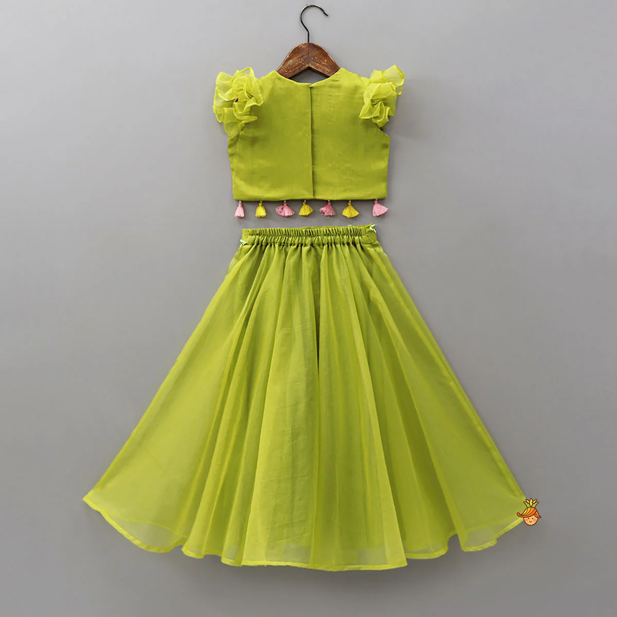 Charming Fringed Shiny Top And Lehenga - Image 2