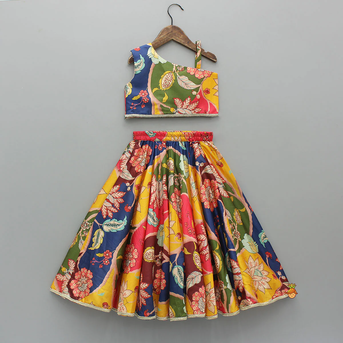 Charming Printed One Shoulder Top With Lehenga - Image 2