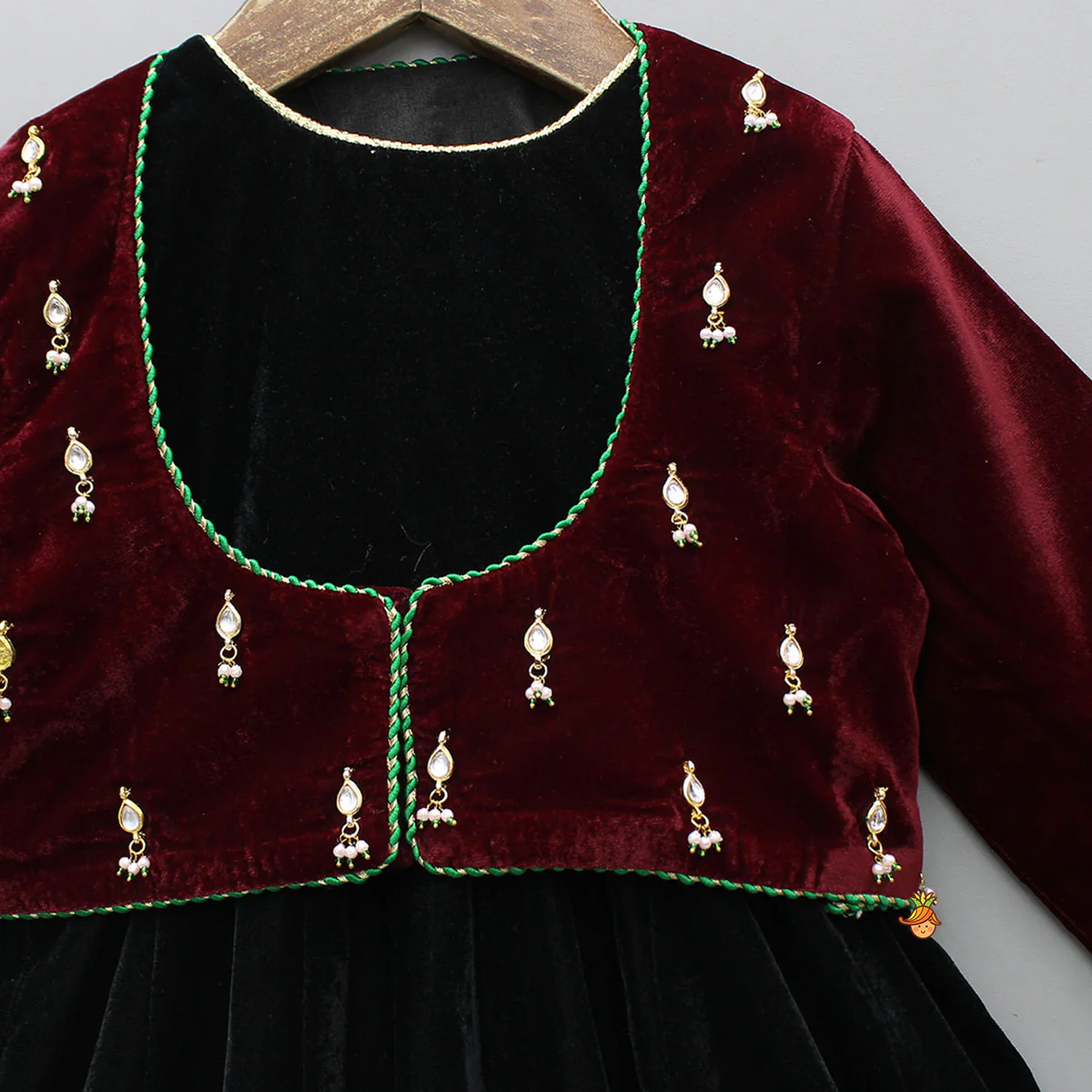 Charming Velvet Anarkali With Front-Open Jacket - Image 5