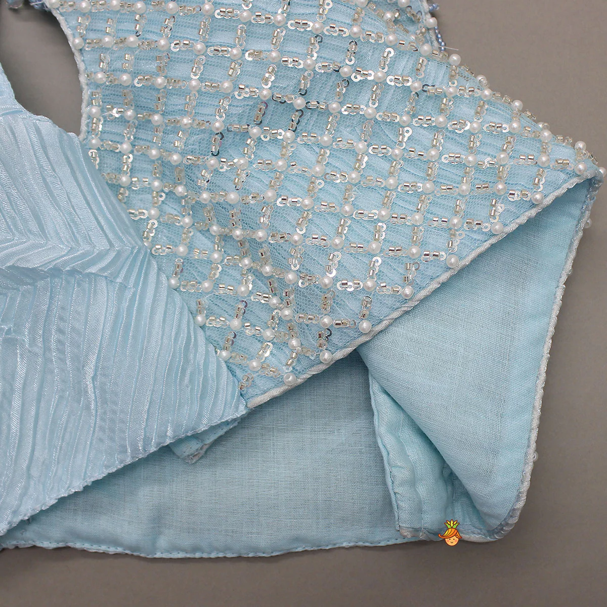 Checks Embroidered Top And Lehenga With Detachable Balloon Sleeves - Image 6