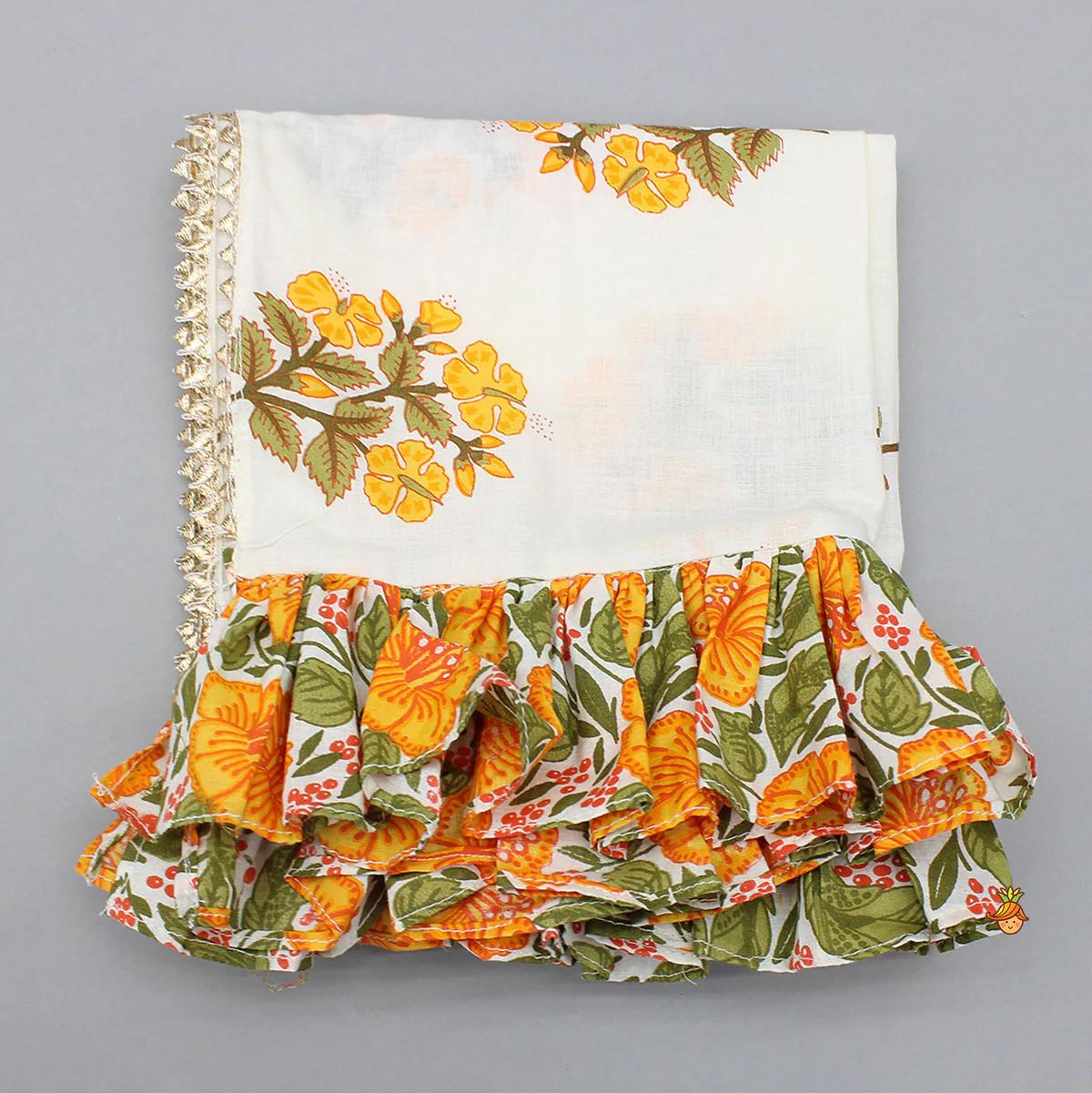 Checks Gota Work Yoke Top And Floral Printed Lehenga With Matching Dupatta - Image 8