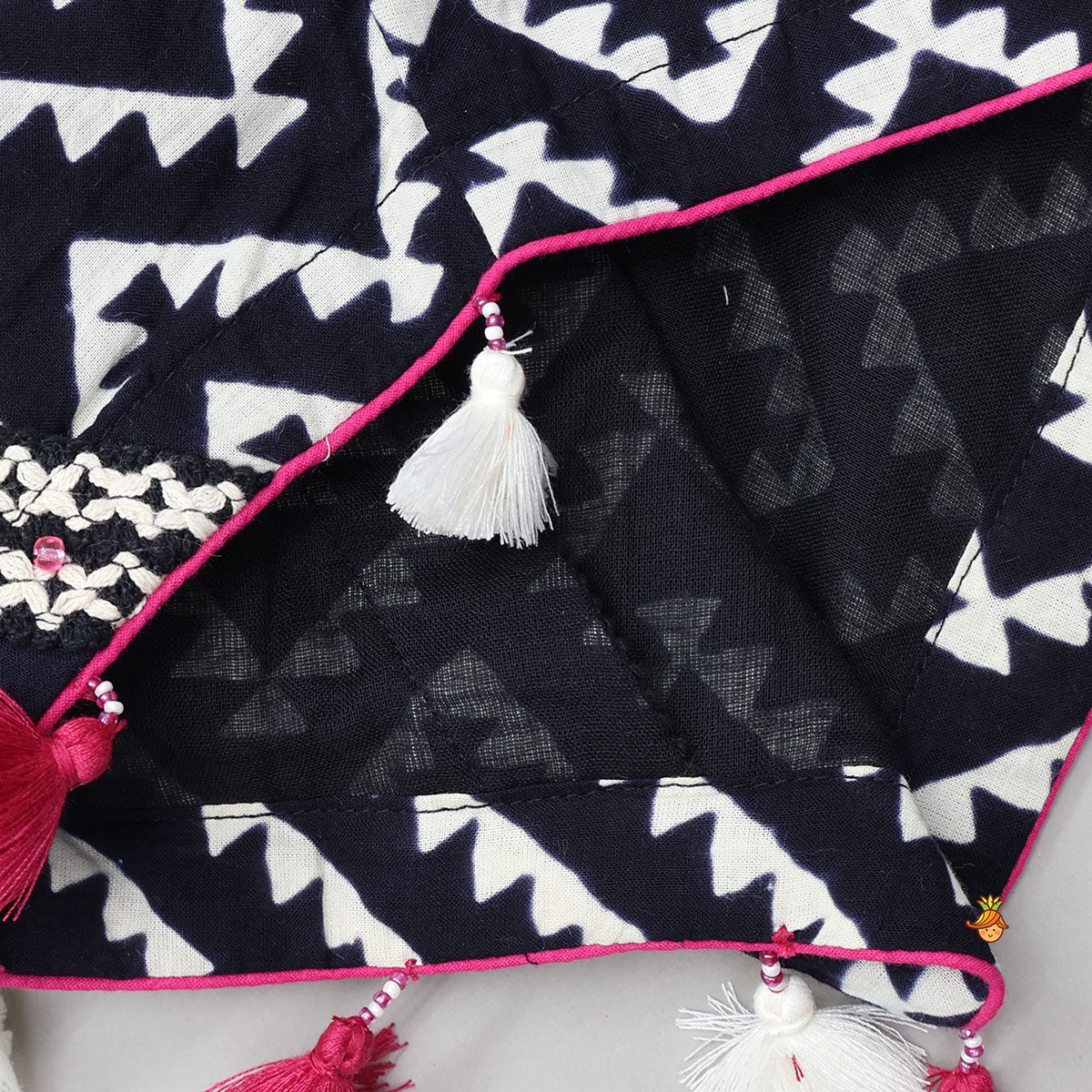 Chevron Printed Cotton Top And Lehenga With Matching Dupatta - Image 6