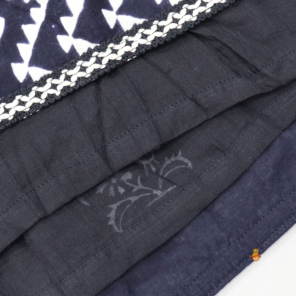 Chevron Printed Cotton Top And Lehenga With Matching Dupatta - Image 7