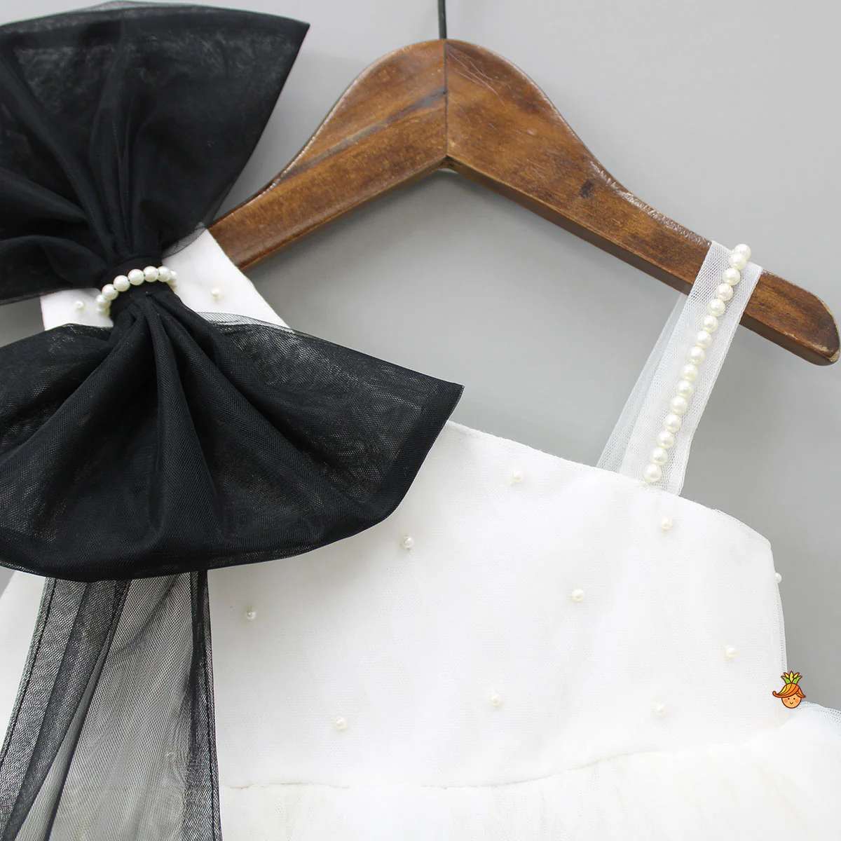 Classic Pearls Embellished Black And White Bowie Party Dress - Image 3
