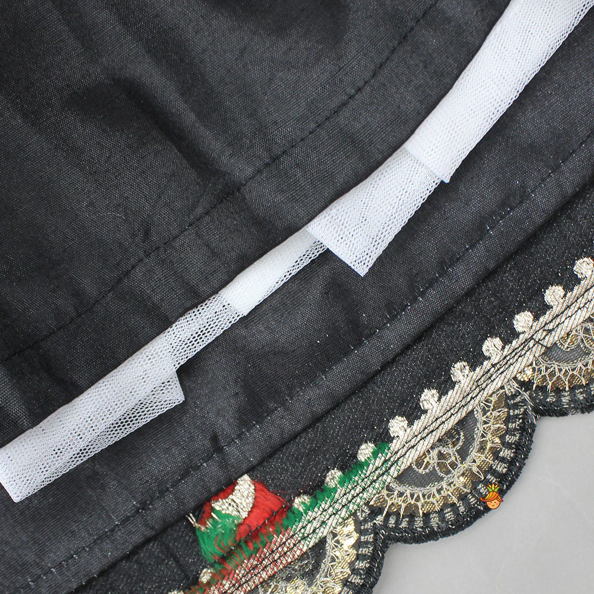 Classy Black Embellished Top And Flared Lehenga With Dupatta And Attached Pouch - Image 8