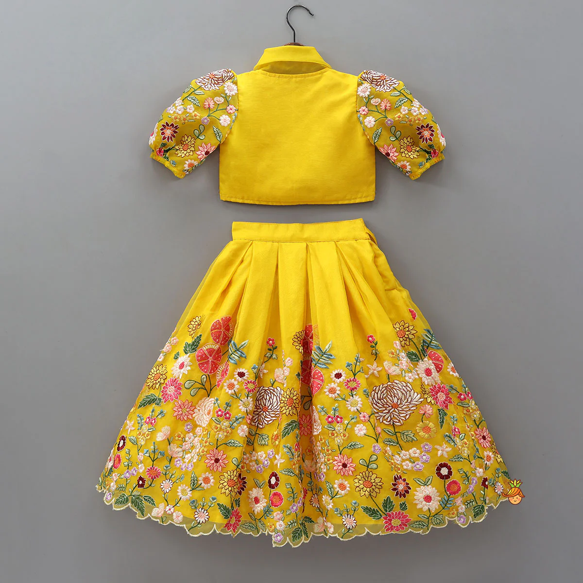 Collar Neck Front-Open Top And Heavy Embroidered Lehenga - Image 2