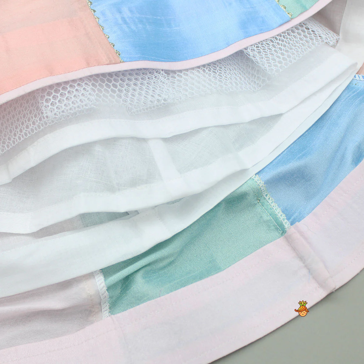 Colour Blocked Multicoloured Top With Lehenga And Dupatta - Image 9