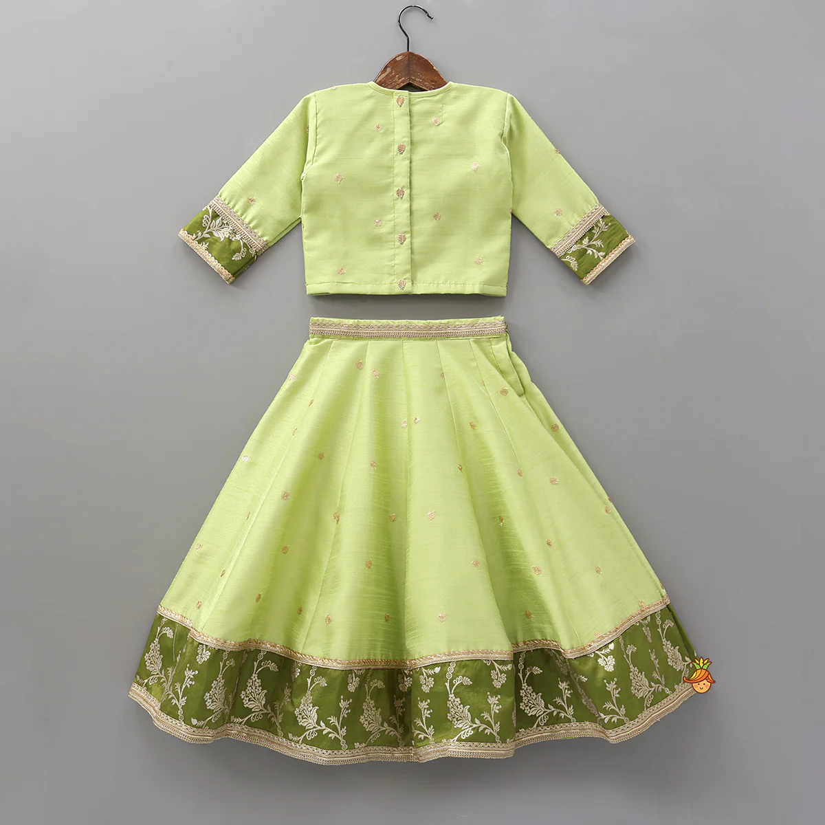 Contrast Yoke Top With Lehenga And Net Dupatta - Image 2