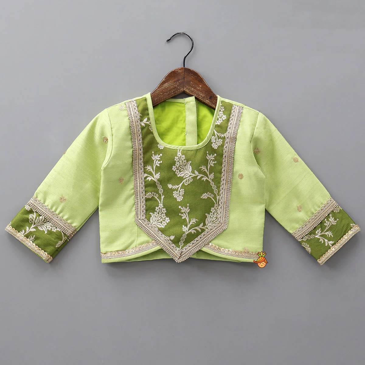 Contrast Yoke Top With Lehenga And Net Dupatta - Image 4