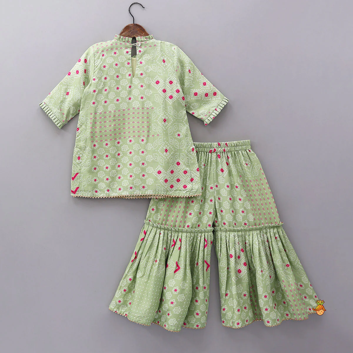 Contrasting Embroidered Yoke Kurti And Sharara - Image 2