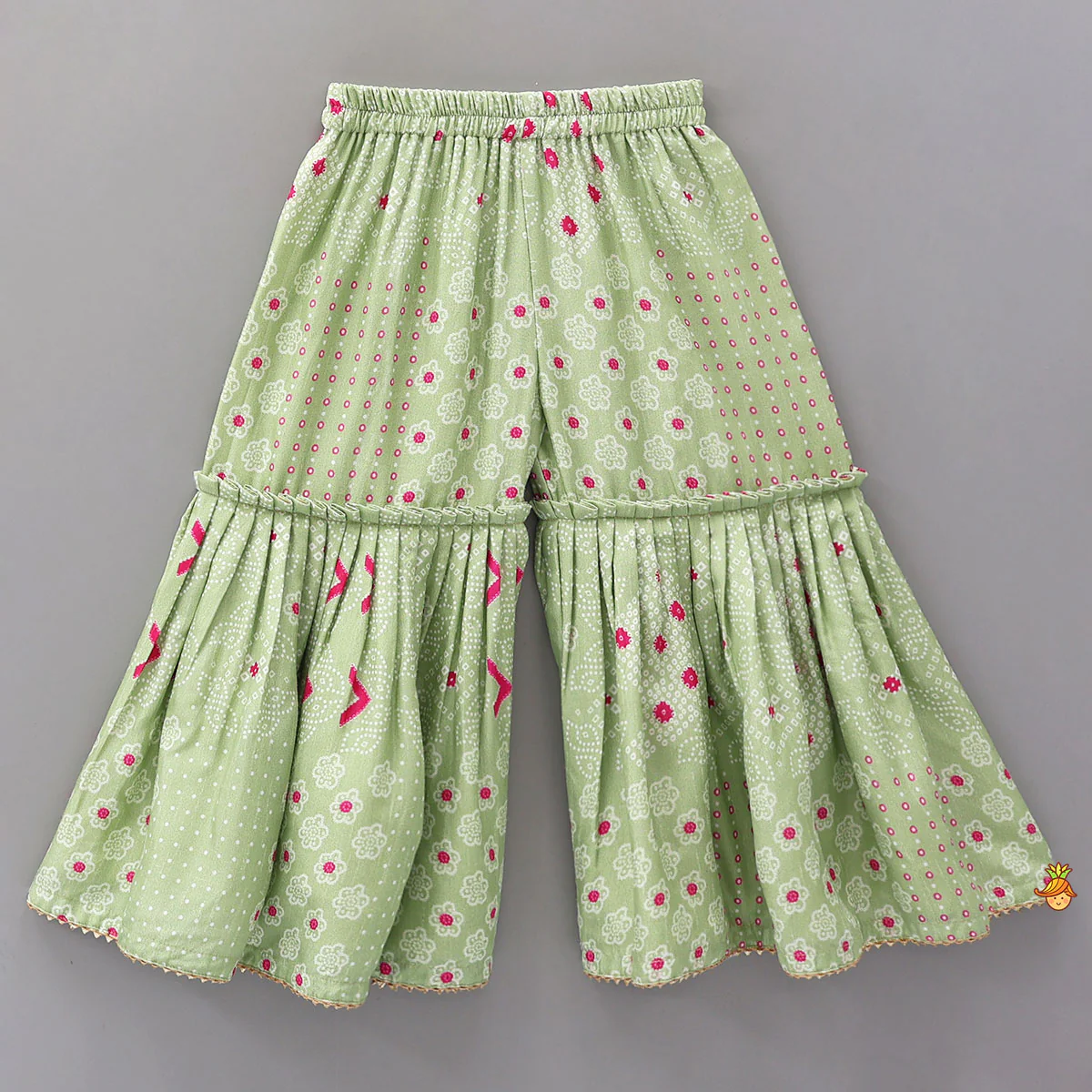 Contrasting Embroidered Yoke Kurti And Sharara - Image 4