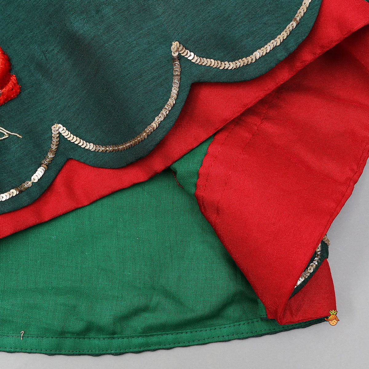 Contrasting Flowers Embroidered Kurti And Sharara With Matching Dupatta - Image 6