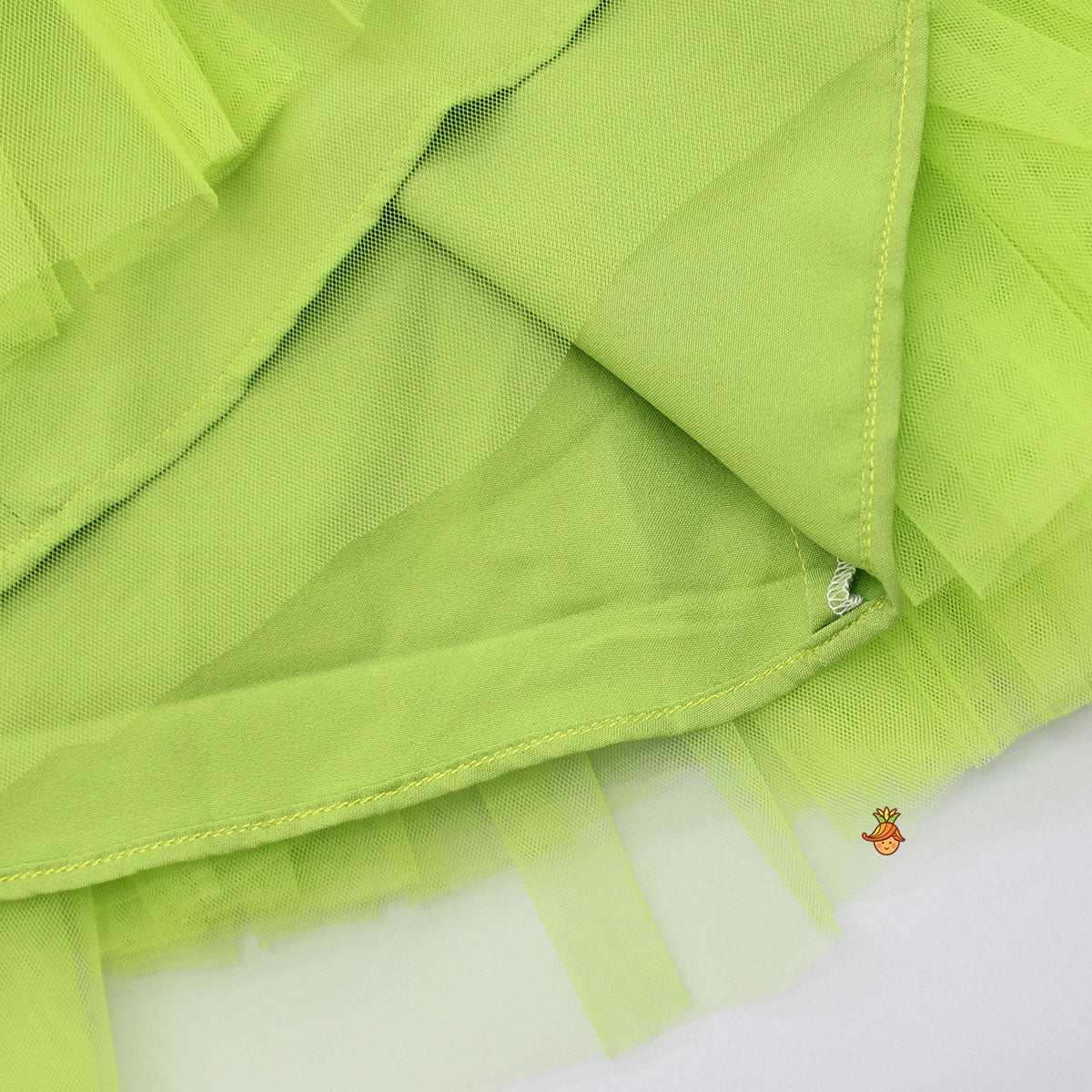 Contrasting Rose Adorned One Shoulder Green Dress With Matching Knot Detail Hair Band - Image 5
