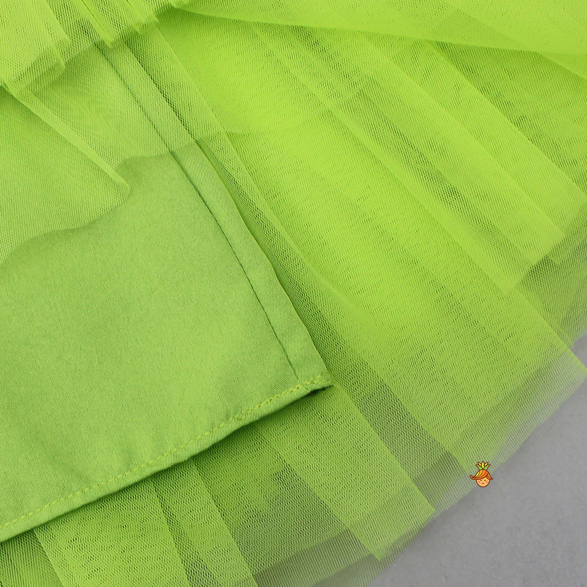 Contrasting Rose Adorned One Shoulder Green Dress With Matching Knot Detail Hair Band - Image 4