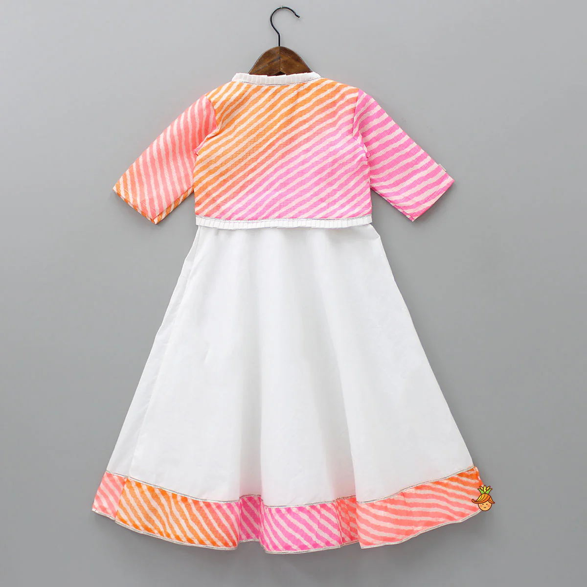 Cotton Kurti With Stripe Leheriya Jacket - Image 2