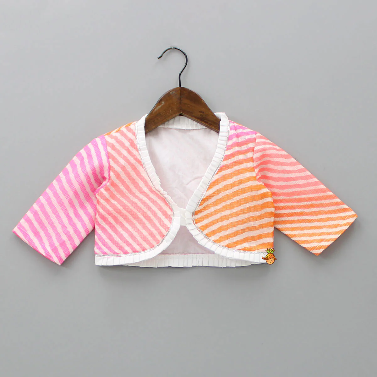 Cotton Kurti With Stripe Leheriya Jacket - Image 4