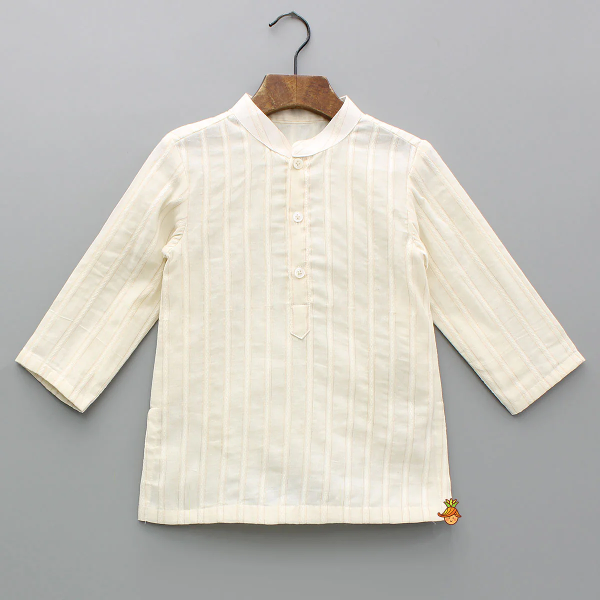 Cream Kurta And Heart Embroidered Jacket With Pyjama - Image 4