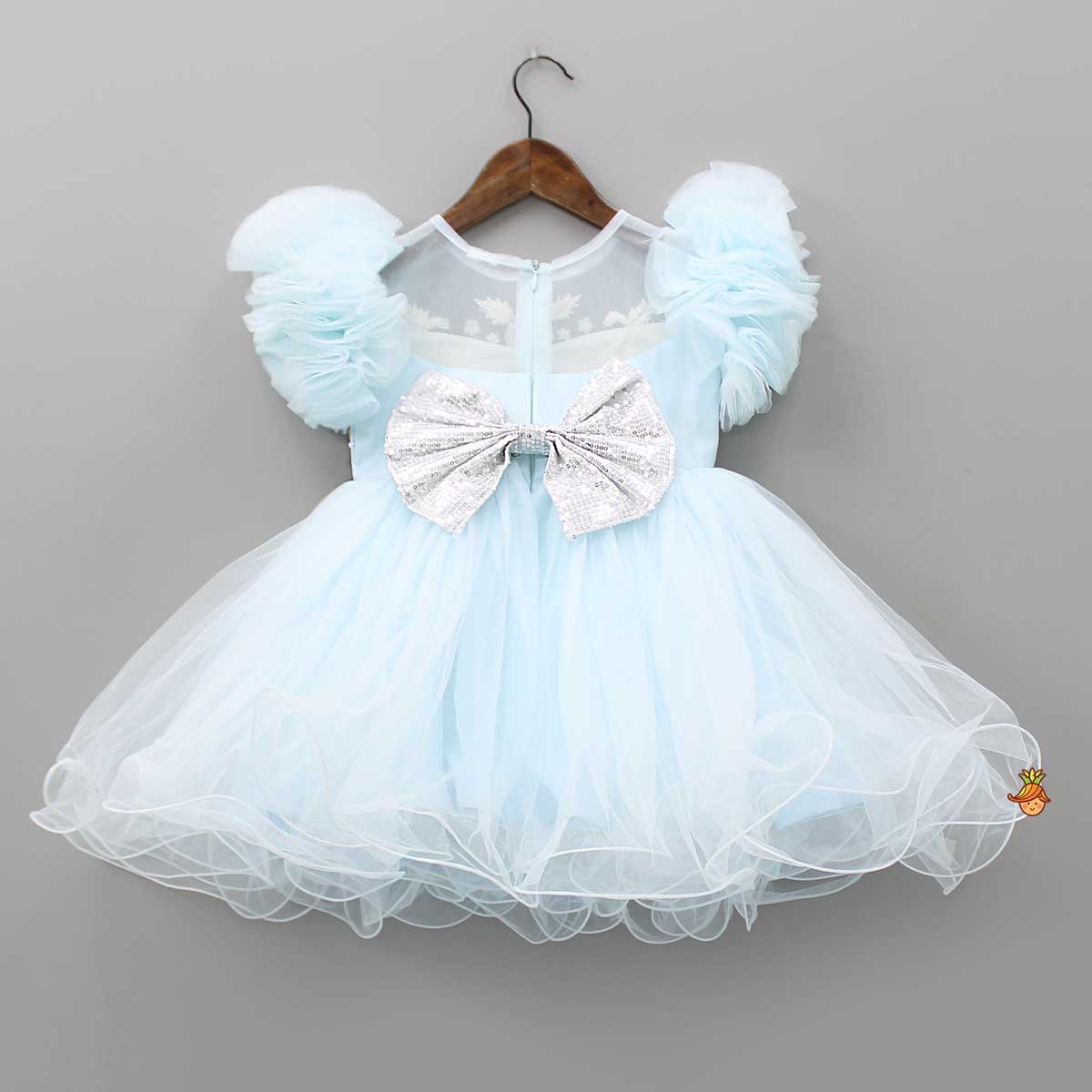 Cut Dana Embellished Blue Ruffled Sleeves Dress - Image 2