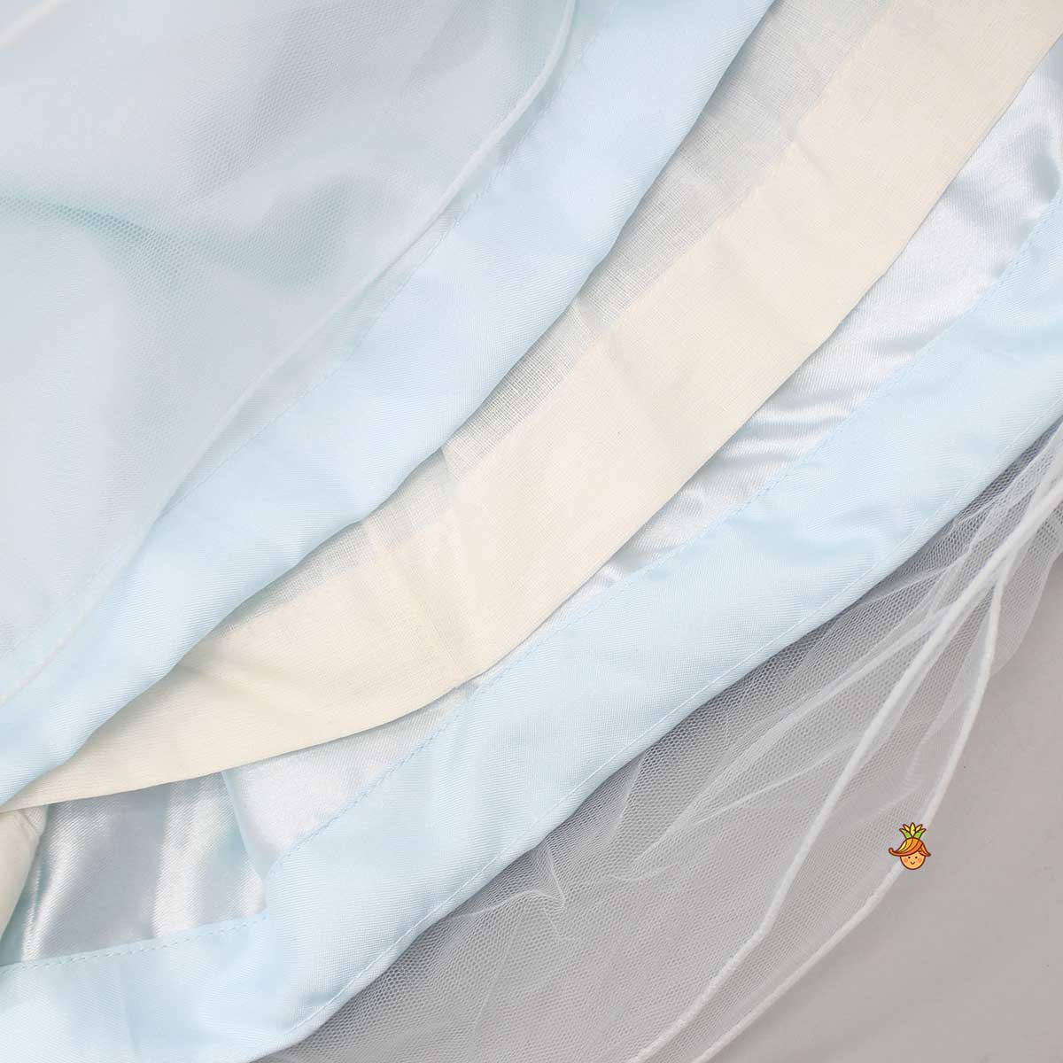Cut Dana Embellished Blue Ruffled Sleeves Dress - Image 5