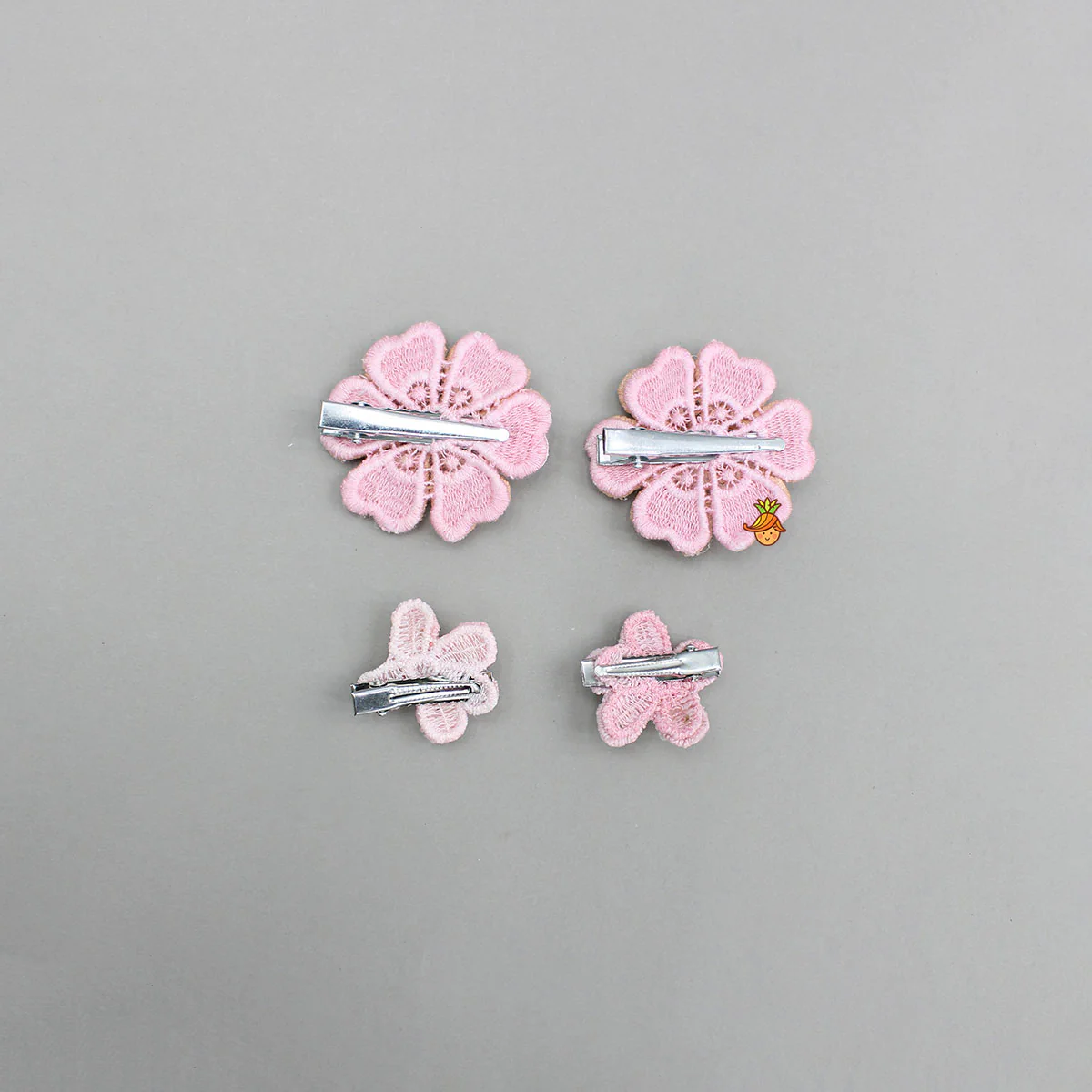 Cute Floral Embroidered Set of 4 Embellished Hair Clips - Image 2
