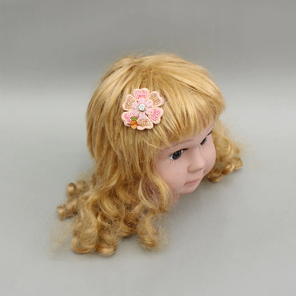 Cute Floral Embroidered Set of 4 Embellished Hair Clips - Image 5