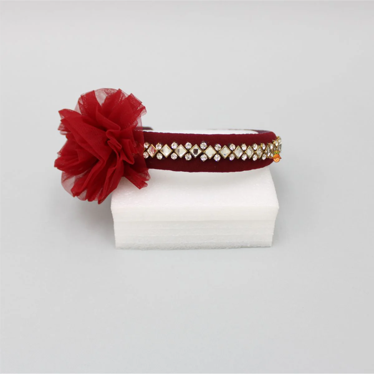 Cute Floral Maroon Hair Band - Image 2