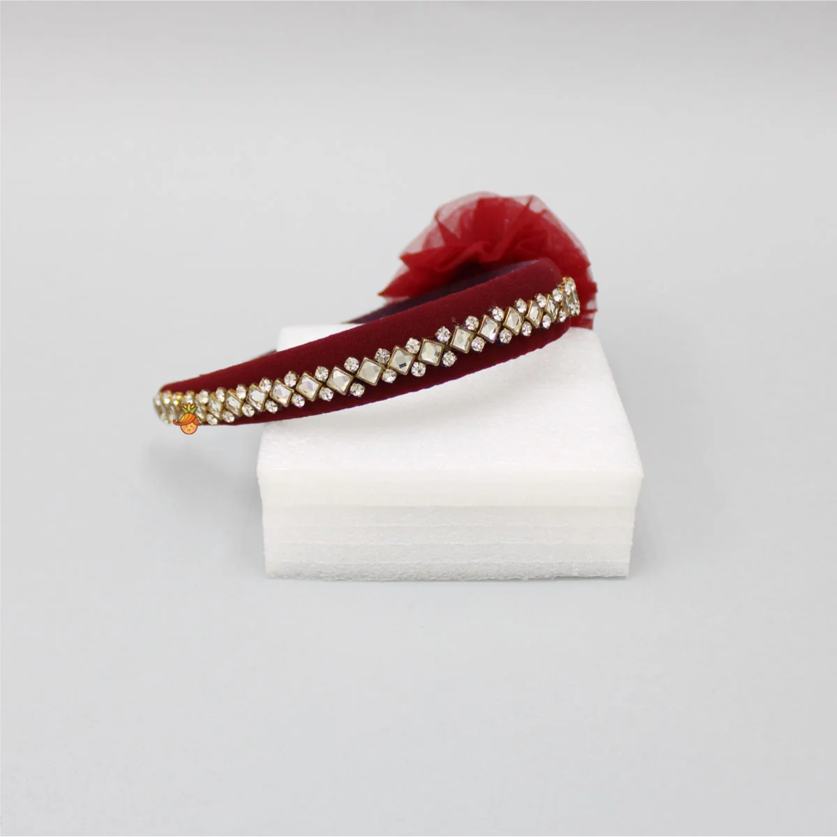 Cute Floral Maroon Hair Band - Image 3