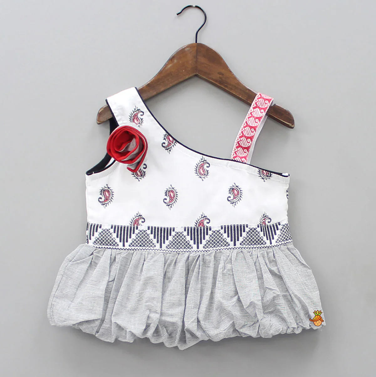 Cute One Shoulder Top With Printed Palazzo - Image 3