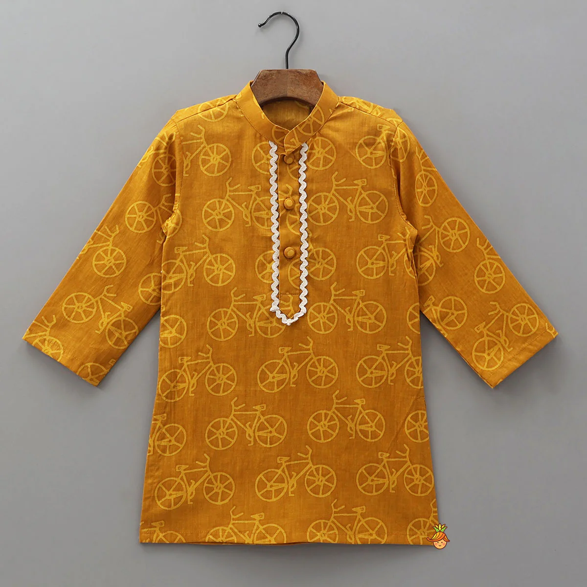 Cycle Print Kurta With Heart And Polka Dot Jacket With Pyjama - Image 4