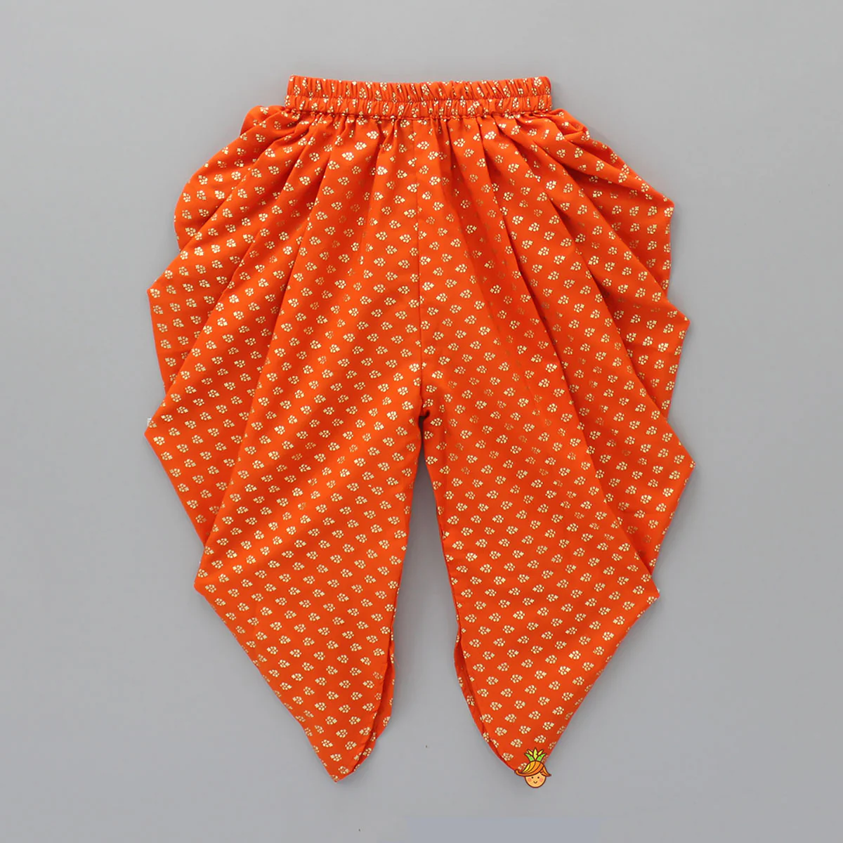 Dark Blue Top And Orange Dhoti - Image 4
