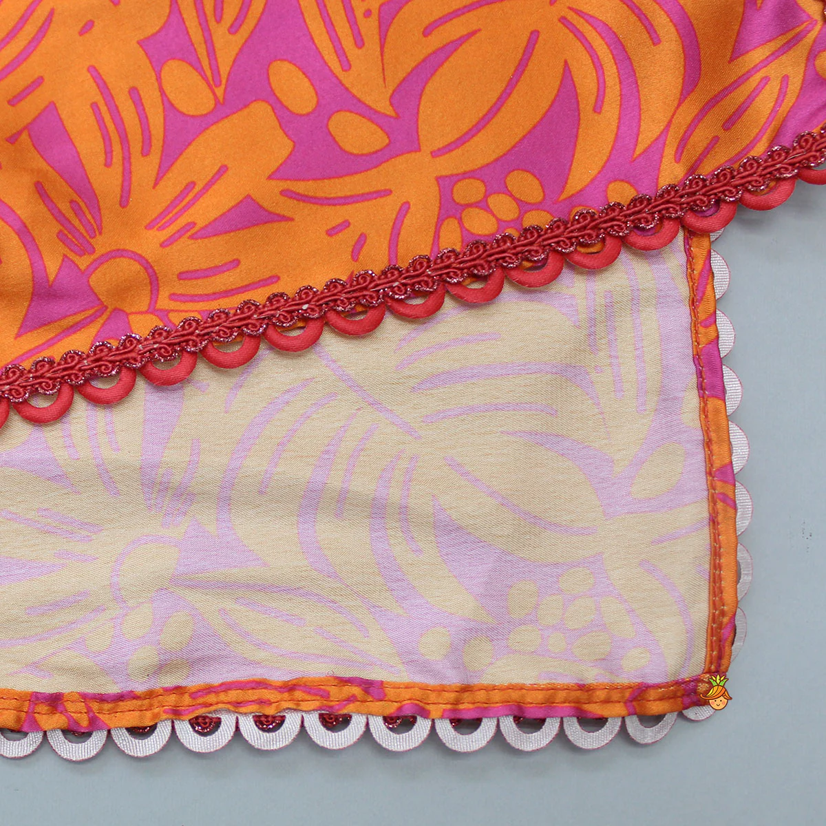 Dual Colour Top And Stylish Dhoti Skirt With Matching Cape And Hairband - Image 12