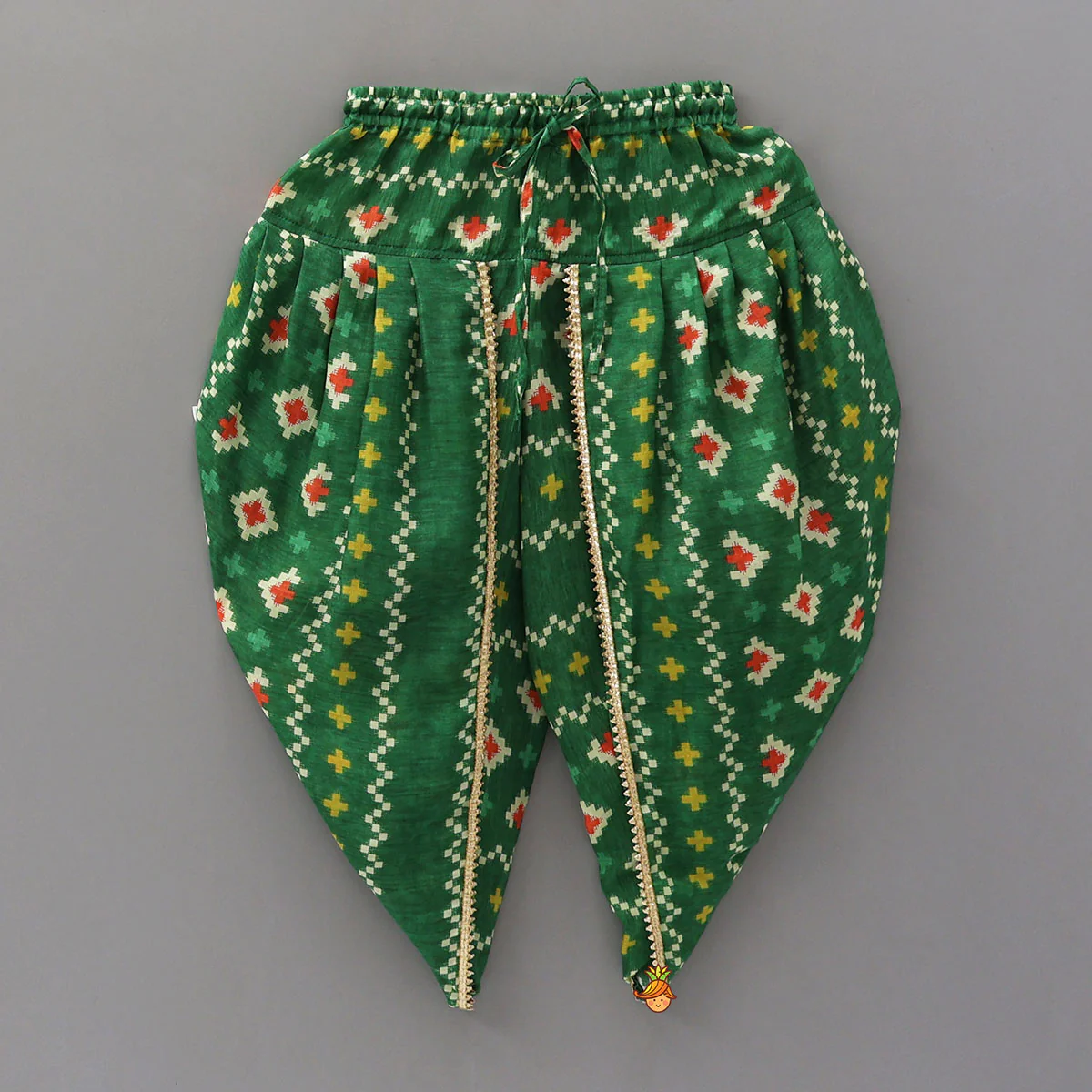 Dual Side Knot Detail Printed Kurti And Dhoti - Image 4