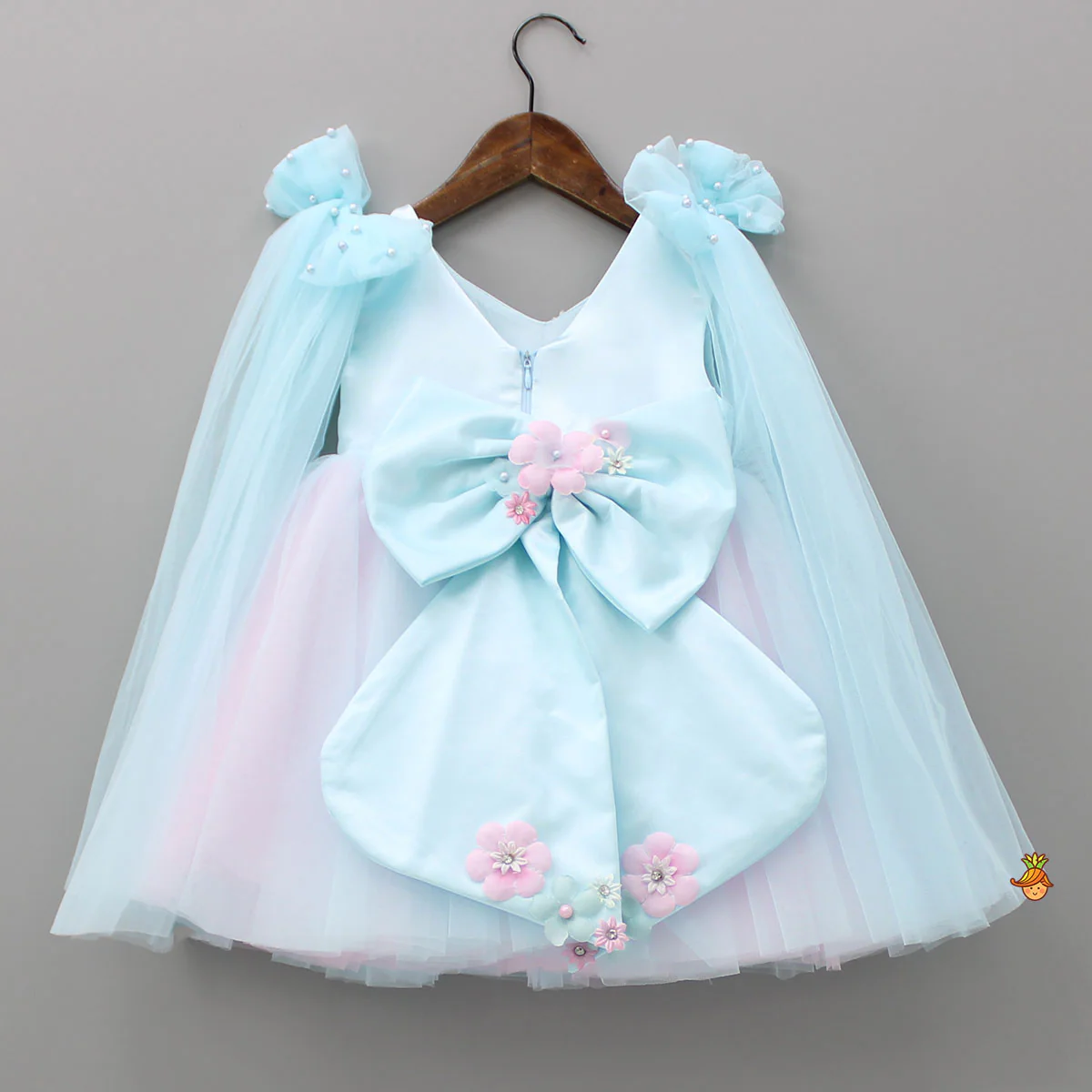 Dual Tone Butterflies And Flowers Embellished Dress - Image 2