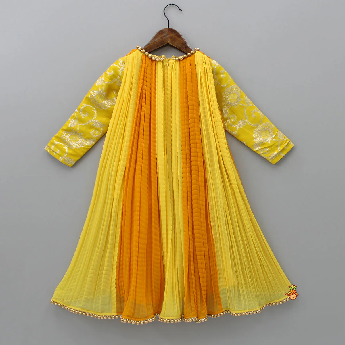 Dual Tone Embroidered Sleeves High Low Kurti - Image 2