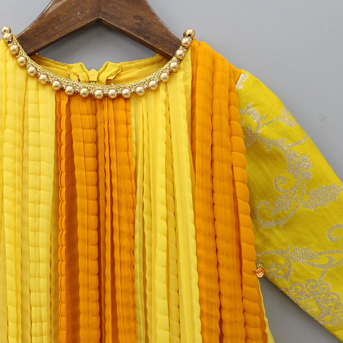 Dual Tone Embroidered Sleeves High Low Kurti - Image 3