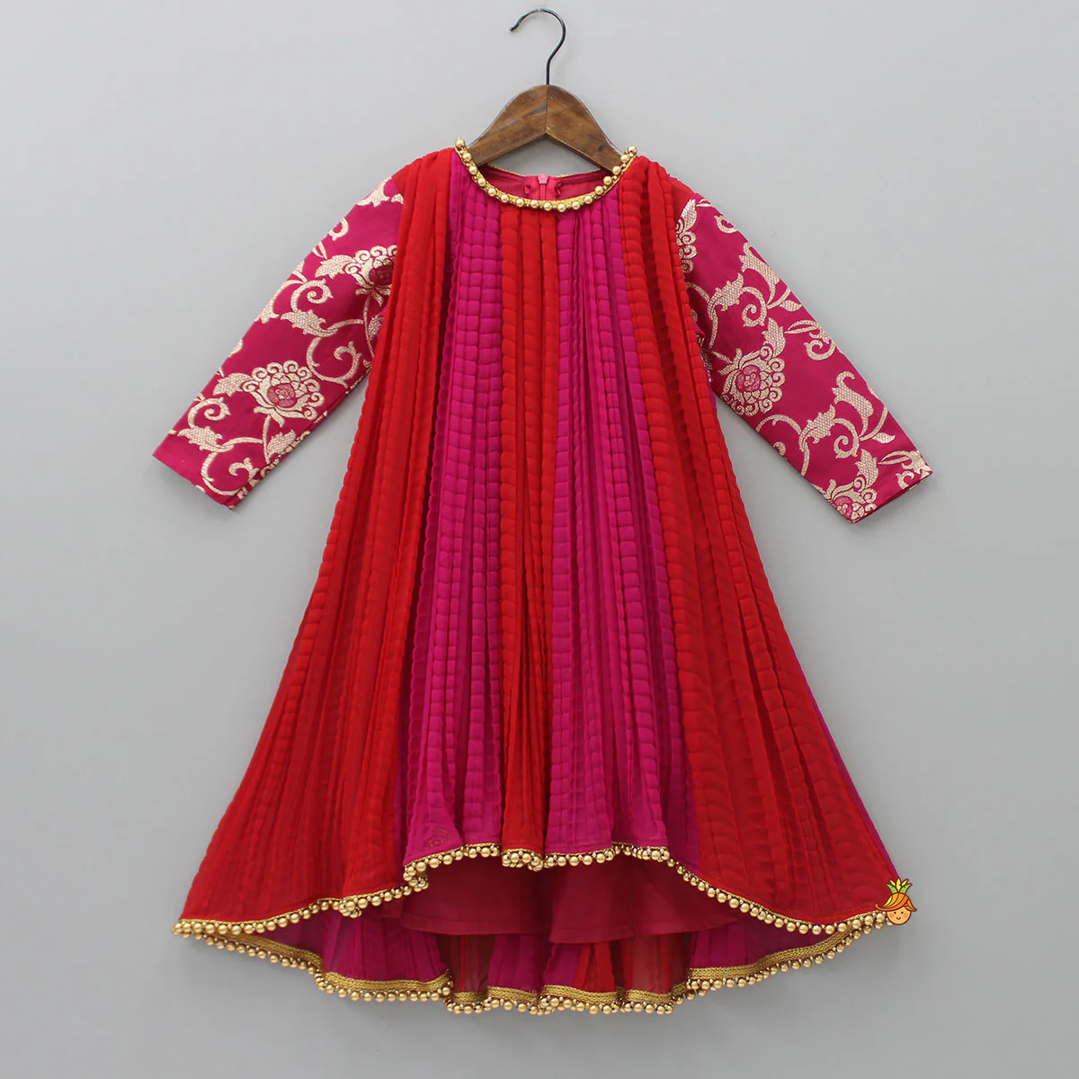 Dual Tone Embroidered Sleeves Kurti
