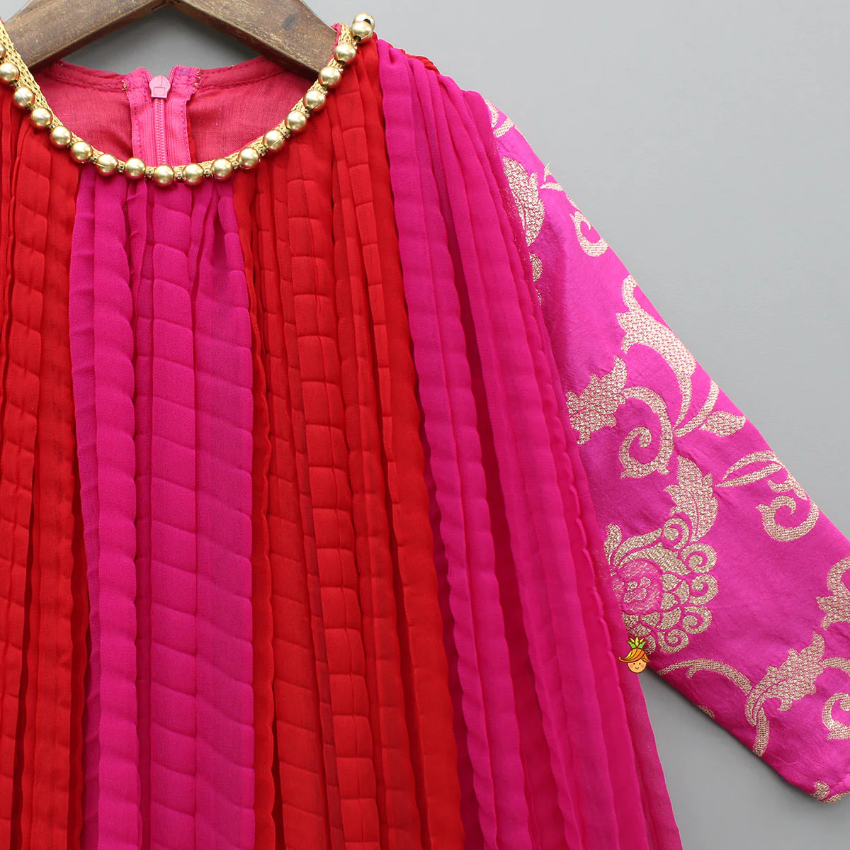 Dual Tone Embroidered Sleeves Kurti - Image 3
