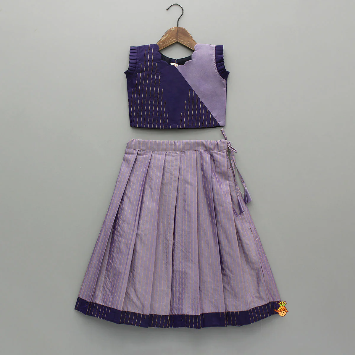 Dual-Tone Pleated Top And Lehenga