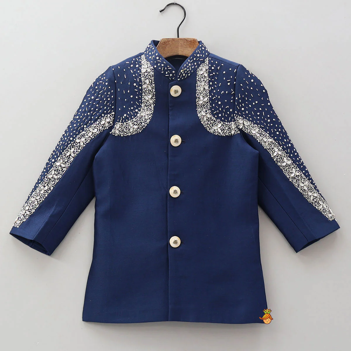 Elegant Beads Detailed Sherwani And Pyjama - Image 3