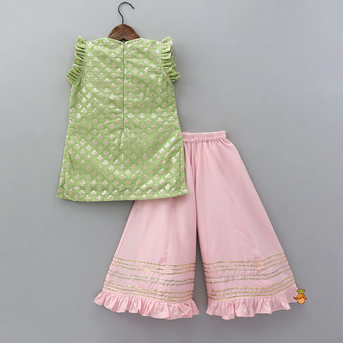 Elegant Chanderi Kurti And Flared Palazzo With Dupatta - Image 2