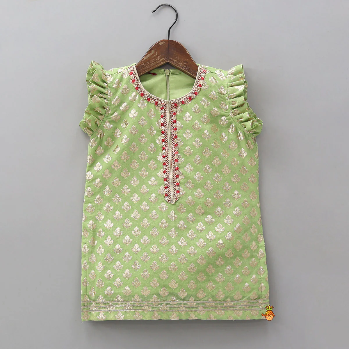 Elegant Chanderi Kurti And Flared Palazzo With Dupatta - Image 4