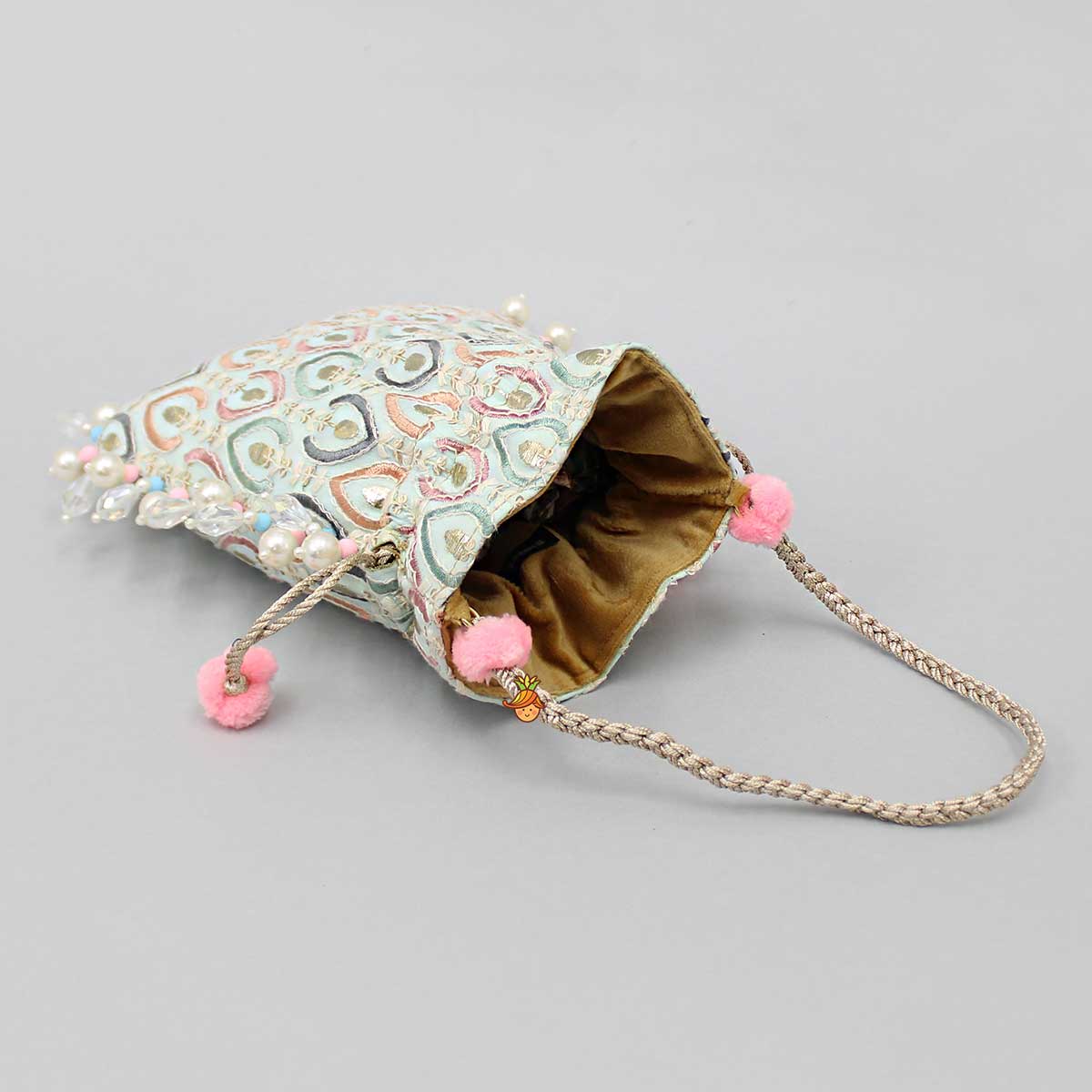 Elegant Embroidered Braided String Potli Bag - Image 3